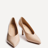Bellamy Nude Faux Leather V-Cut Court Heels