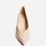 Bellamy Nude Faux Leather V-Cut Court Heels