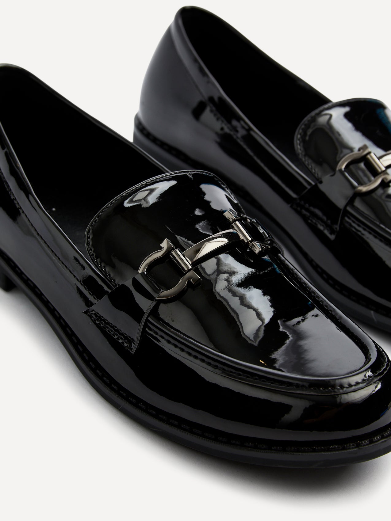 Black Patent Slip On Loafer With Front Tab Detail Linzi Black Patent Slip On Loafer With Front Tab Detail Linzi
