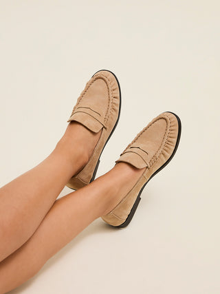 Belmont Beige Suede Leather Loafers