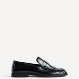 Belmont Black High Shine Faux Leather Loafers