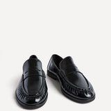 Belmont Black High Shine Faux Leather Loafers