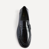 Belmont Black High Shine Faux Leather Loafers