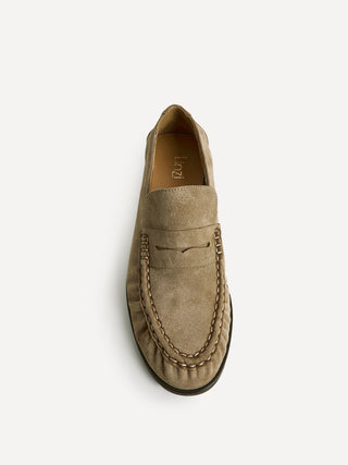 Belmont Taupe Suede Leather Loafers