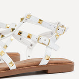 Billie White Studded Gladiator Sandals