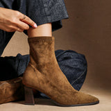 Blaze Tan Sock Heeled Ankle Boots