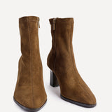 Blaze Tan Sock Heeled Ankle Boots