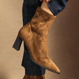 Blaze Tan Sock Heeled Ankle Boots