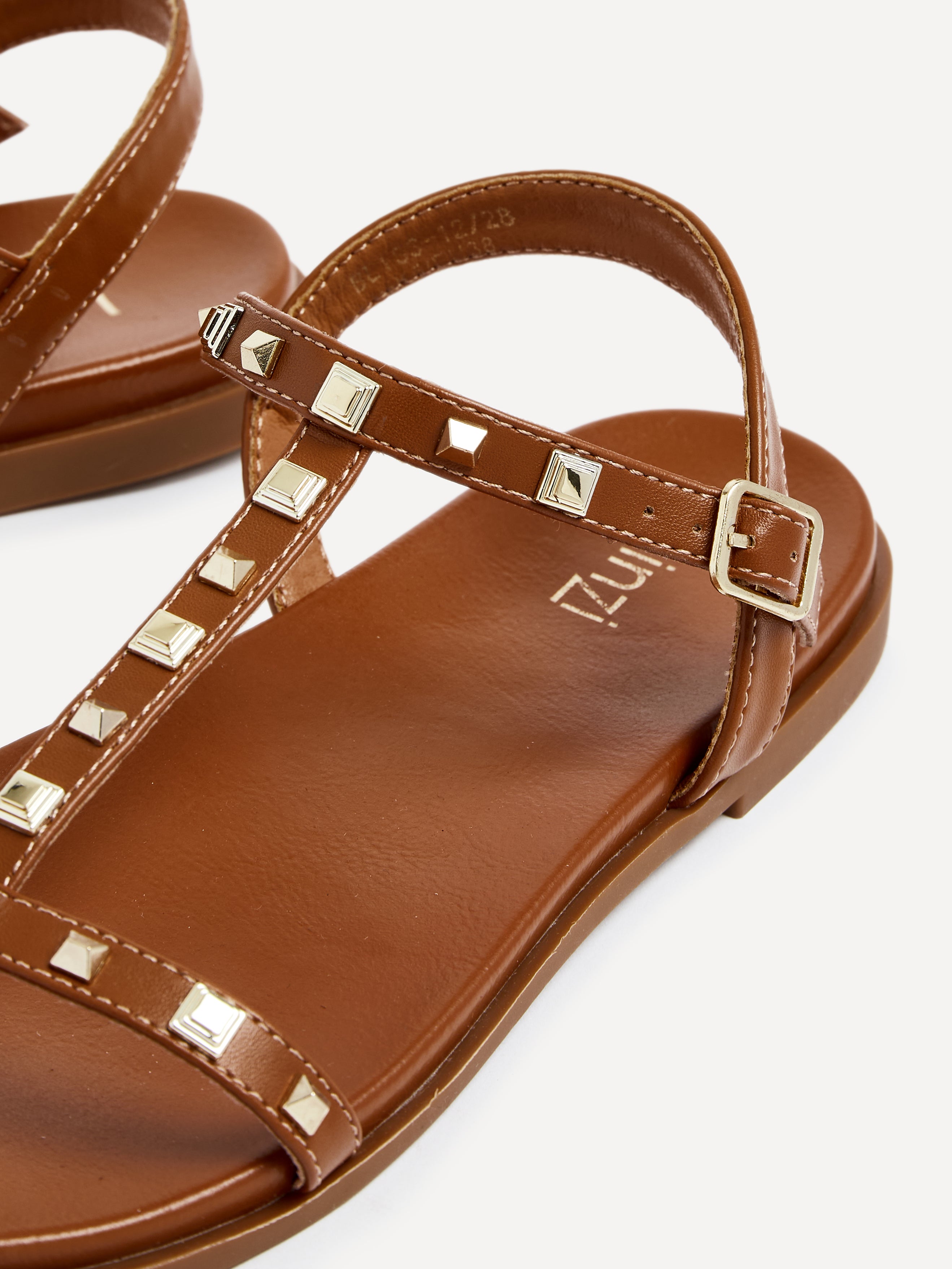 Tan Faux Leather T-Bar Footbed Sandal – Linzi