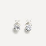 Bloom Silver Crystal Drop Earrings