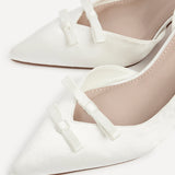 Bound Bridal Ivory Satin Bow Heels