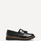 Bowen Black Patent & Lizard Faux Leather Loafers
