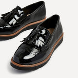 Bowen Black Patent & Lizard Faux Leather Loafers