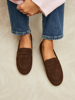 Bree Brown Suede Leather Penny Loafer
