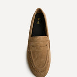 Bree Taupe Suede Leather Penny Loafer
