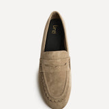 Bree Taupe Suede Leather Penny Loafer
