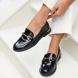 Breeze Black Faux Leather Loafers