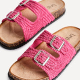 Brianna Fuchsia Double Buckle Sandals