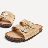 Brianna Natural Double Buckle Sandals