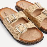 Brianna Natural Double Buckle Sandals