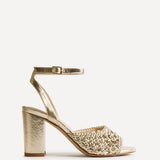 Bridget Gold Faux Leather Handwoven Heels