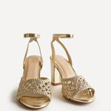Bridget Gold Faux Leather Handwoven Heels