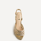Bridget Gold Faux Leather Handwoven Heels
