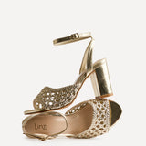 Bridget Gold Faux Leather Handwoven Heels
