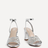 Bridget Silver Faux Leather Handwoven Heels