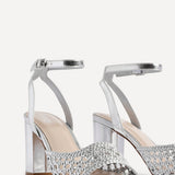 Bridget Silver Faux Leather Handwoven Heels