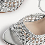 Bridget Silver Faux Leather Handwoven Heels