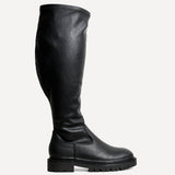Briody Wide Fit Black Faux Leather Long Boots
