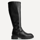 Briody Wide Fit Black Faux Leather Long Boots
