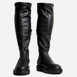 Briody Wide Fit Black Faux Leather Long Boots