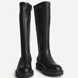 Briody Wide Fit Black Faux Leather Long Boots