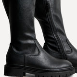 Briody Wide Fit Black Faux Leather Long Boots