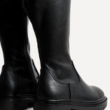 Briody Wide Fit Black Faux Leather Long Boots