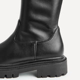 Briody Wide Fit Black Faux Leather Long Boots