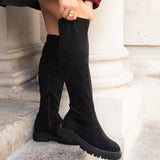 Briody Wide Fit Black Faux Suede Long Boots