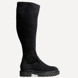 Briody Wide Fit Black Faux Suede Long Boots