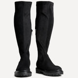 Briody Wide Fit Black Faux Suede Long Boots