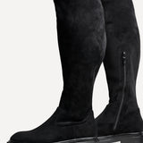 Briody Wide Fit Black Faux Suede Long Boots