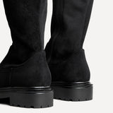 Briody Wide Fit Black Faux Suede Long Boots