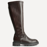 Briody Wide Fit Brown Faux Leather Long Boots