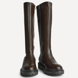 Briody Wide Fit Brown Faux Leather Long Boots