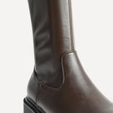 Briody Wide Fit Brown Faux Leather Long Boots