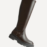 Briody Wide Fit Brown Faux Leather Long Boots