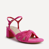 Broadway Pink Faux Suede Heeled Sandals