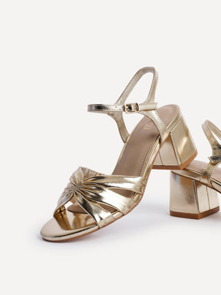 Broadway Gold Faux Leather Heeled Sandals