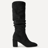 Brooke Black Ruched High Leg Boots